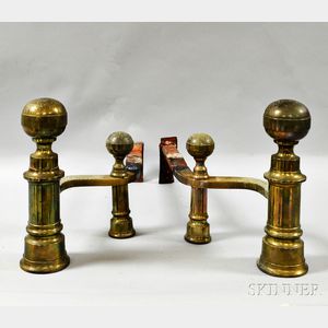 Pair of Federal Brass Ball-top Andirons