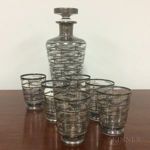 Silver Overlay Glass Cordial Set