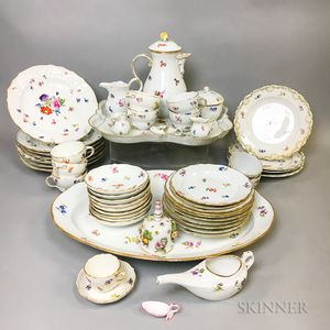 Approximately 100 Pieces of Meissen Floral-decorated Porcelain Tableware. 