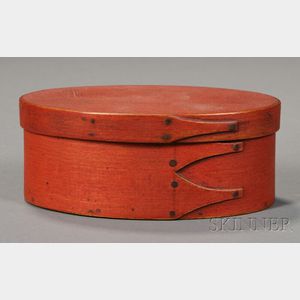 Shaker Red-painted Oval Covered Box