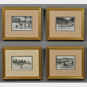 Four Frederick Remington Rough Rider Prints