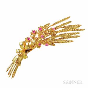 18kt Gold and Ruby Brooch, Tiffany & Co.