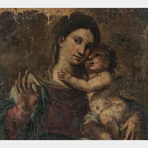 Venetian School, 17th Century Style Madonna and Child with Rosary
