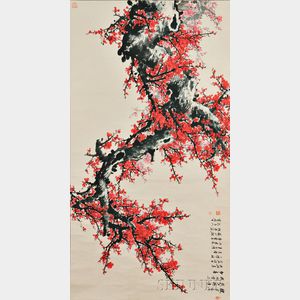Hanging Scroll Depicting Plum Blossoms
