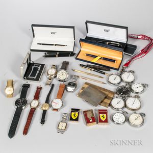 Group of Watches, Pens and Lighters.