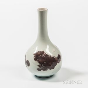 Copper Red and White Porcelain Bottle Vase