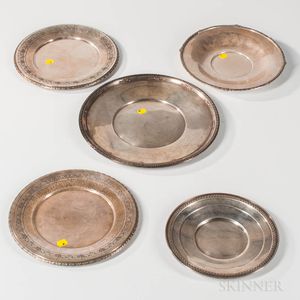 Five Sterling Silver Circular Trays