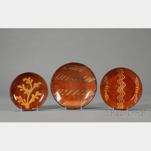 Three Redware Slip-decorated Plates