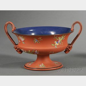 Wedgwood Enameled Rosso Antico Footed Bowl