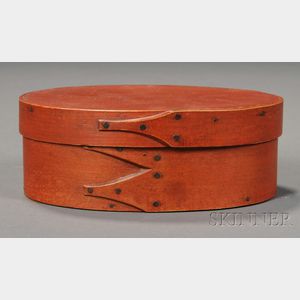 Shaker Red-painted Oval Covered Box