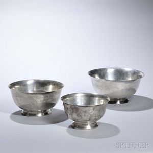 Three American Sterling Silver Revere-style Bowls
