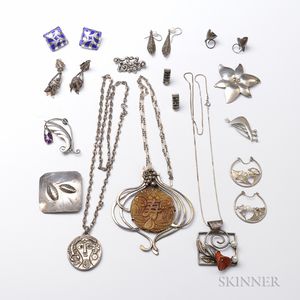 Group of Modernist Silver Jewelry