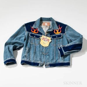 Joel Otterson (California/New York, b. 1959) Diesel Jean Jacket with Embroidered Flames