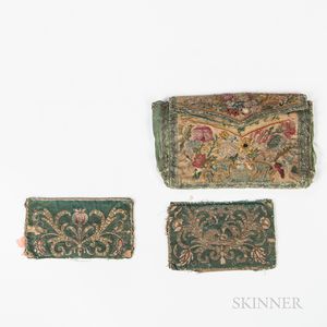 17th Century Embroidered Silk Purse and Book Cover