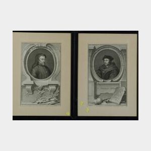 Jacobus Houbraken, engraver (Dutch, 1698-1780) Lot of Four Portraits After Paintings by Kneller and Others