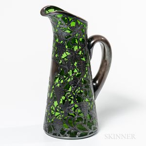 Alvin Silver Overlay Glass Pitcher