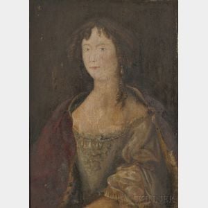 European School, 18th Century Style Portrait of a Woman with a Red Cloak
