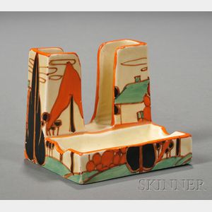 Clarice Cliff Fantasque Trees and House Pattern Cigarette/Ashtray Stand