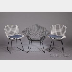 Three Chairs designed by Harry Bertoia