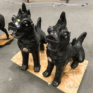 Pair of Contemporary Cast Metal Foo Dogs