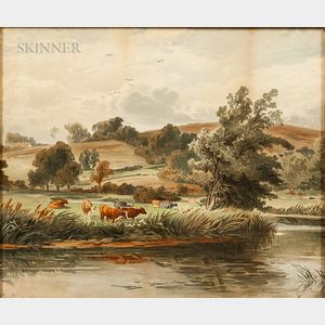 John Steeple (British, 1823-1887) Near Arundel, on the Arun