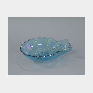 European Enameled Blue Art Glass Shell-shaped Dish.
