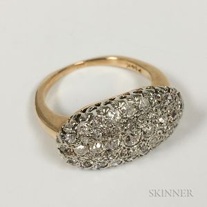 14kt Gold and Pave Diamond Cluster Ring