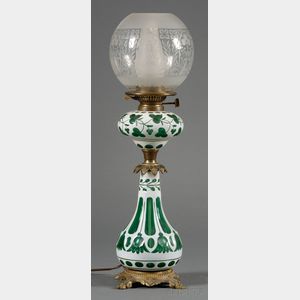 Bohemian Overlay and Cut Glass Lamp