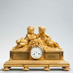 Bourdin Gilt-brass Figural Mantel Clock