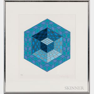 Victor Vasarely (Hungarian/French, 1908-1997) Hexagon with Cube