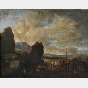 Attributed to Pieter van Bloemen, called Standard (Flemish, 1657-1720) Harbor Scene