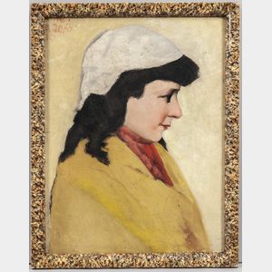 American School, 20th Century Grace /Profile of a Little Girl in a Gold Coat