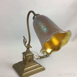 Art Nouveau Glass and Brass Table Lamp