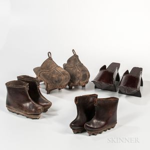 Four Pairs of Leather and Lacquer Shoes