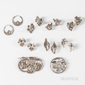 Group of Floral Sterling Silver Jewelry