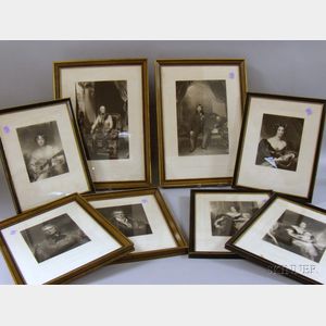 Eight Framed Hodgson & Graves British and European Royalty Portrait Engravings