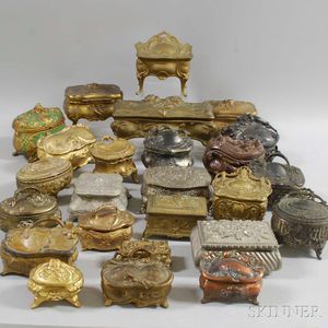Approximately Sixty Victorian and Art Nouveau Jewelry and Trinket Boxes