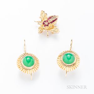 14kt Gold Pin and Earrings