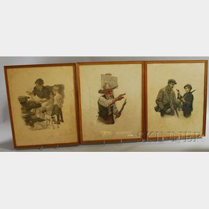 Three Framed Early 20th Century Character Lithographs