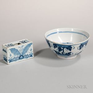 Blue and White Delft Flower Brick and Punch Bowl