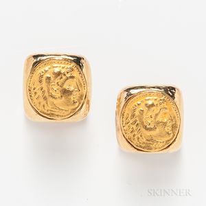 Pair of Webb 18kt Gold Coin Cuff Links