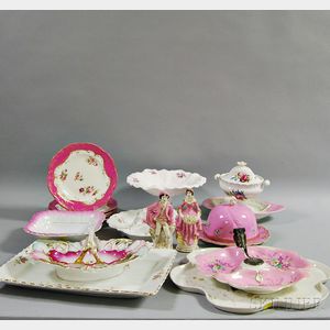 Eighteen Pieces of Floral-decorated Porcelain