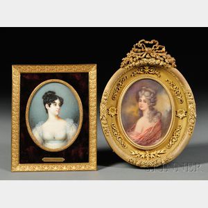 Two Framed Oval Portrait Miniatures on Ivory