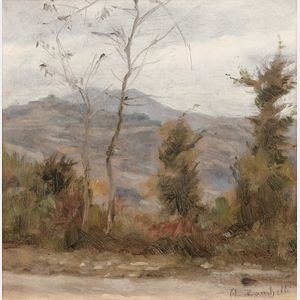 Attilio Zanchelli (1886-1946) Autumn Landscape with Distant Hills