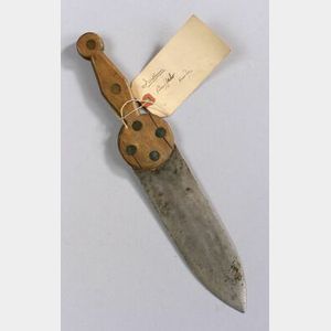 Plains Wood and Metal &#34;Beaver Tail&#34; Trade Knife