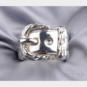 Silver Buckle Ring, Hermes,