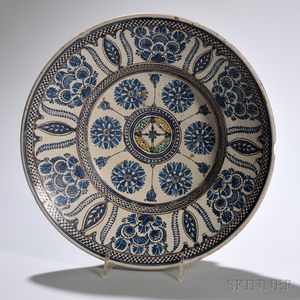 Large Beige and Blue Plate
