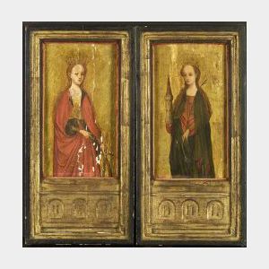 Italian School, 15th Century Style Pair of Female Martyrs: Saint Catherine
