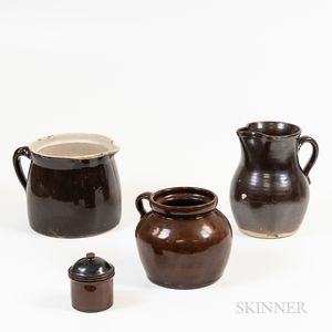 Four Brown-glazed Stoneware Items