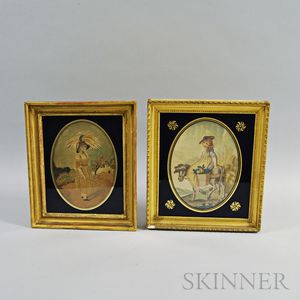 Two Framed Silk Needlework Pictures